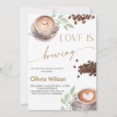 Love is Brewing Bridal Shower- Coffee Theme Party Einladung (Vorderseite)