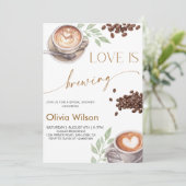 Love is Brewing Bridal Shower- Coffee Theme Party Einladung (Stehend Vorderseite)