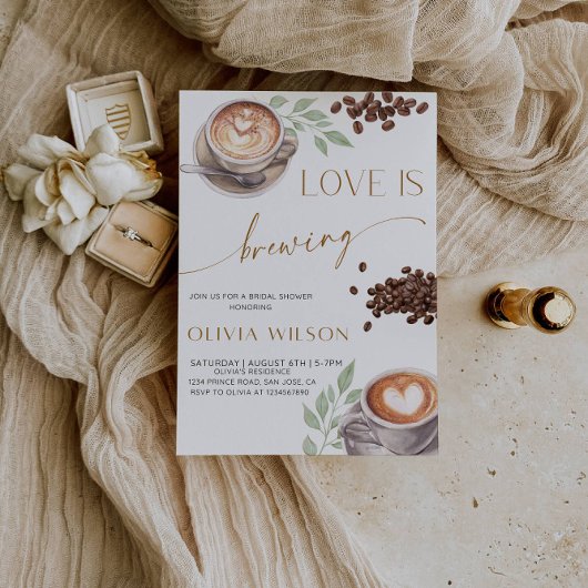 Love is Brewing Bridal Shower- Coffee Theme Party Einladung