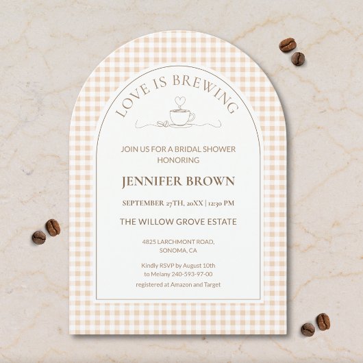 Love Is Brewing Bridal Shower Invitation | Gingham Einladung