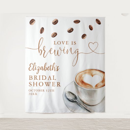 Love Is Brewing Bridal Shower Photo Backdrop Wandteppich (Vorderseite)