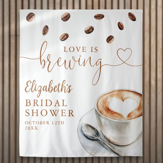 Love Is Brewing Bridal Shower Photo Backdrop Wandteppich