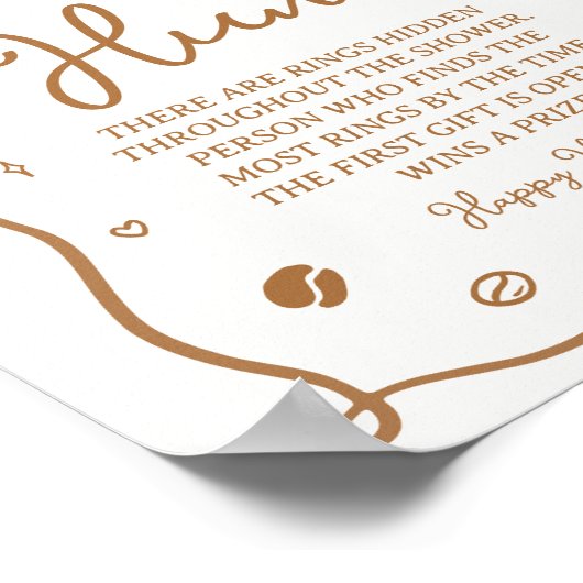 Love is Brewing Bridal Shower Ring Hunt Game Poster (Ecke)