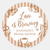 Love is Brewing Bridal Shower  Runder Aufkleber (Vorderseite)