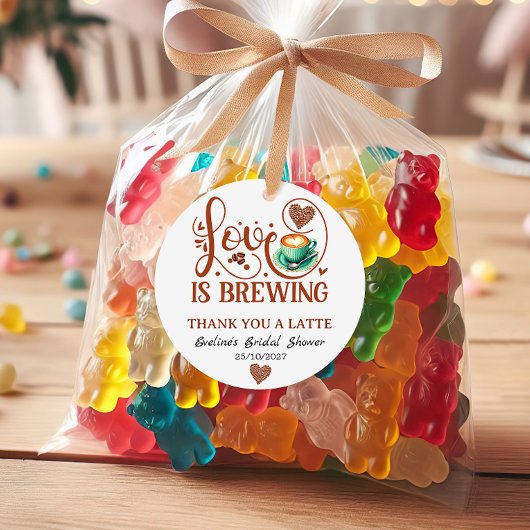 Love Is Brewing Bridal Shower Terracotta Coffee  Geschenkanhänger