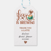 Love Is Brewing Bridal Shower Terracotta Coffee  Geschenkanhänger (Rückseite)