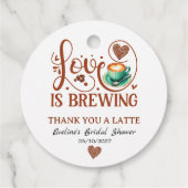 Love Is Brewing Bridal Shower Terracotta Coffee  Geschenkanhänger (Rückseite)