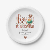 Love Is Brewing Bridal Shower Terracotta Coffee  Pappteller (Vorderseite)