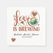 Love Is Brewing Bridal Shower Terracotta Coffee  Serviette (Vorderseite)