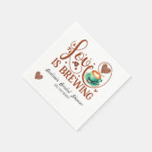 Love Is Brewing Bridal Shower Terracotta Coffee  Serviette (Ecke)