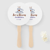 Love is Brewing brown blue bridal shower add name  Fächer (Vorne und Hinten)