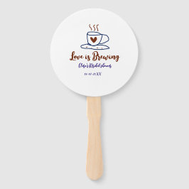 Love is Brewing brown blue bridal shower add name  Fächer