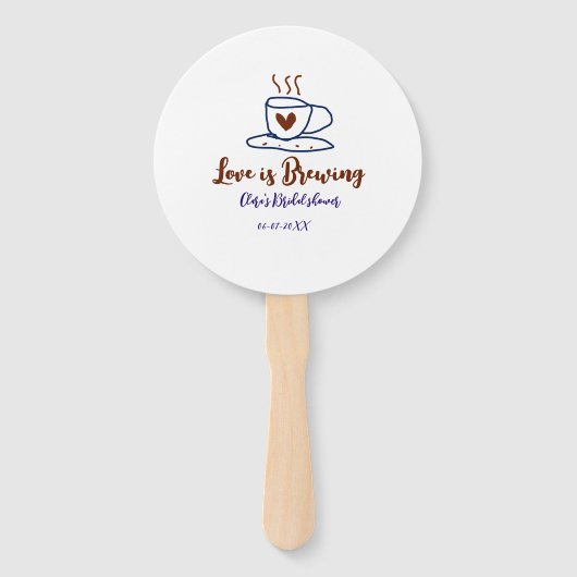 Love is Brewing brown blue bridal shower add name Fächer (Vorderseite)