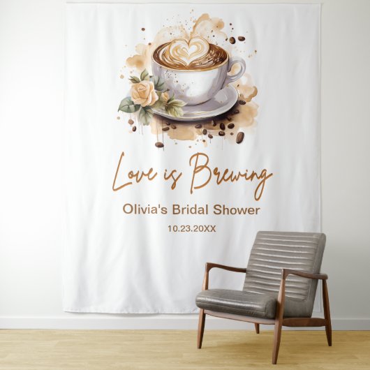 Love is Brewing Brown Coffee Photo Bridal Shower  Wandteppich (Beispiel)