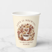 Love is Brewing Brown Floral Coffee Heart Bridal Pappbecher (Rückseite)