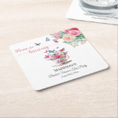 Love is Brewing Butterfly Bridal Shower Tea Party Rechteckiger Pappuntersetzer (angewinkelt)