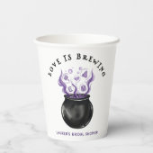 Love is Brewing Cauldron Halloween Bridal Shower Pappbecher (Rückseite)