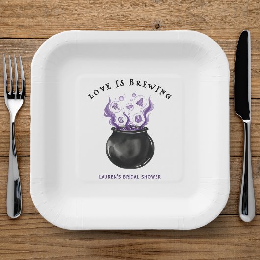 Love is Brewing Cauldron Halloween Bridal Shower Pappteller