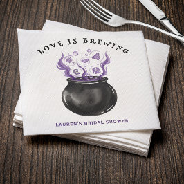 Love is Brewing Cauldron Halloween Bridal Shower Serviette