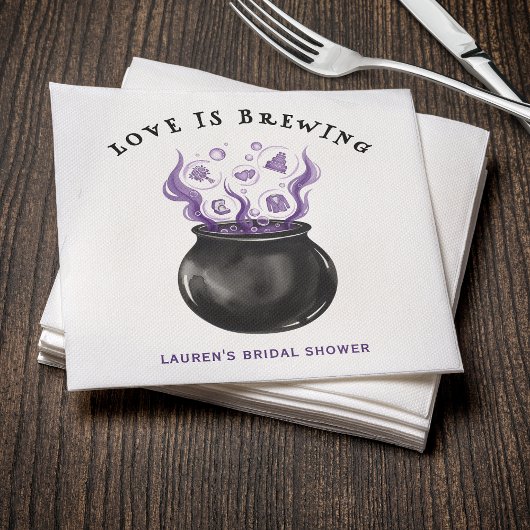 Love is Brewing Cauldron Halloween Bridal Shower Serviette