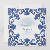 Love is Brewing Chinoiserie blue Bridal Shower Inv Einladung (Rückseite)