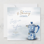 Love is Brewing Chinoiserie blue Bridal Shower Inv Einladung (Vorderseite)