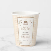 Love Is Brewing Coffee Boho Beige Benutzerdefinier Pappbecher (Rückseite)