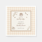 Love Is Brewing Coffee Boho Beige Benutzerdefinier Serviette (Vorderseite)