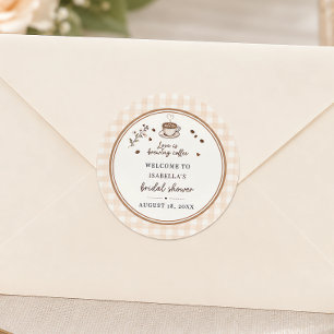 Love Is Brewing Coffee Boho Beige Maßgeschneidert Runder Aufkleber