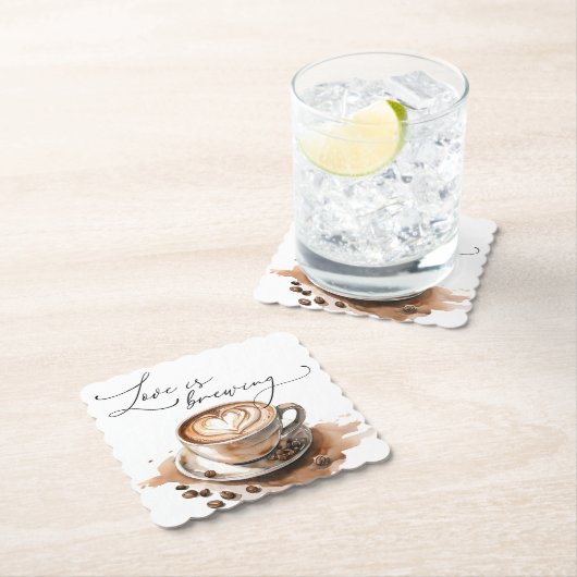 Love is Brewing Coffee Brautparty Untersetzer (Vor Ort)