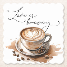 Love is Brewing Coffee Brautparty Untersetzer