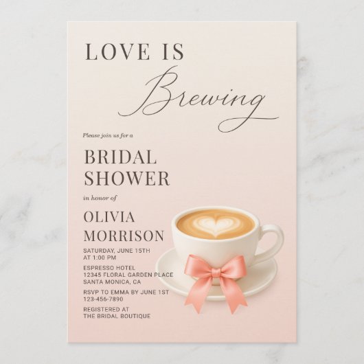 Love is Brewing Coffee Bridal Shower Einladung (Vorderseite)