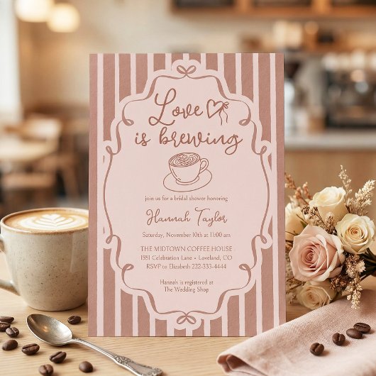 Love Is Brewing Coffee Bridal Shower Einladung