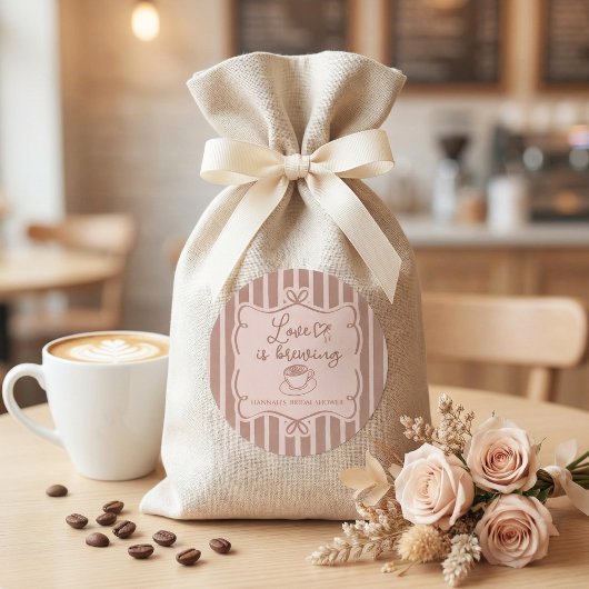 Love is Brewing Coffee Bridal Shower Plates Runder Aufkleber