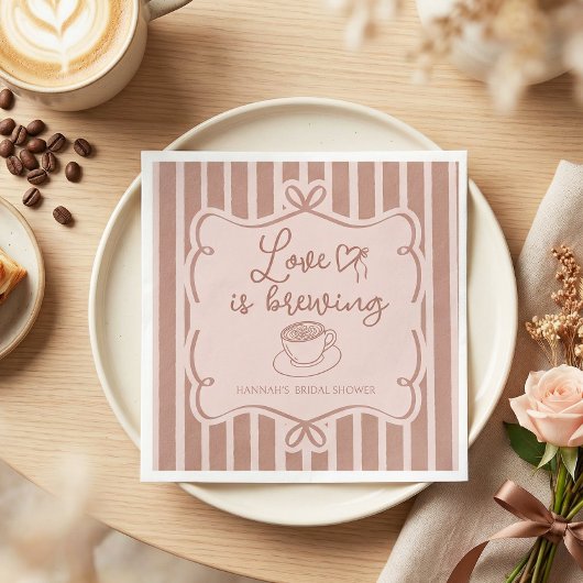 Love is Brewing Coffee Bridal Shower Plates Serviette