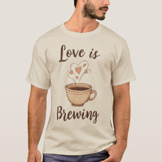 “Love Is Brewing” Coffee Bride T-Shirt