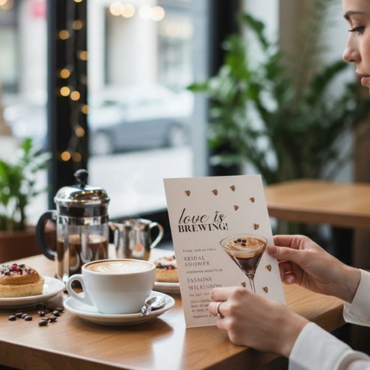 Love is Brewing Coffee Cocktail Bridal Shower  Einladung