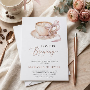 Love is Brewing Coffee Coquette Bow Brautparty-Ein Einladung