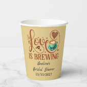 Love Is Brewing Coffee Die perfekte Mischung Pappbecher (Rückseite)