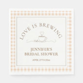 Love Is Brewing coffee Gingham Baby Shower Serviette (Vorderseite)