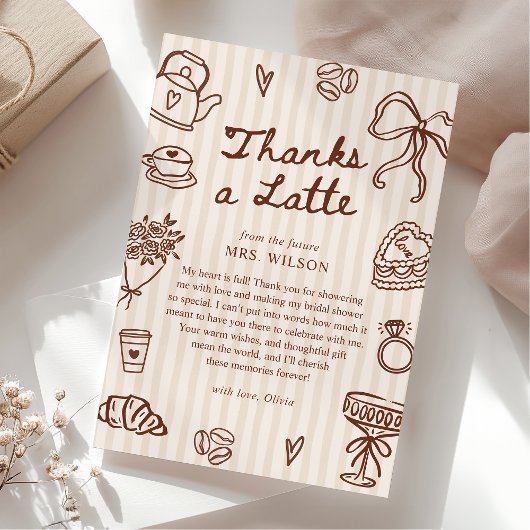 Love is Brewing Coffee Hand Drawn Bridal Shower Dankeskarte