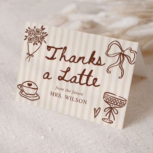 Love is Brewing Coffee Hand Drawn Bridal Shower Dankeskarte