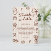 Love is Brewing Coffee Hand Drawn Bridal Shower Dankeskarte (Stehend Vorderseite)