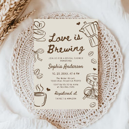 Love is Brewing Coffee Hand Drawn Bridal Shower Einladung