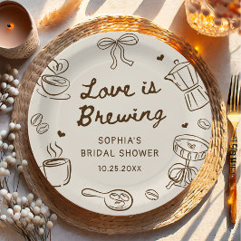 Love is Brewing Coffee Hand Drawn Bridal Shower Pappteller