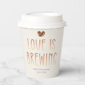 Love Is Brewing Coffee Paper Cups Wedding Shower Pappbecher (Vorderseite)