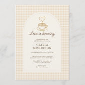 Love is Brewing Coffee QR Code Bridal Shower Einladung (Vorderseite)