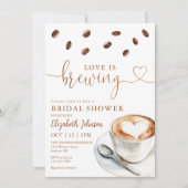 Love Is Brewing Coffee QR Code Bridal Shower Einladung (Vorderseite)