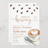Love Is Brewing Coffee QR Code Bridal Shower Einladung (Vorne/Hinten)
