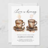 Love is Brewing Coffee Rustic Bridal Shower Einladung (Vorderseite)